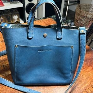 Portland Leather Goods Mini Crossbody Tote in Blue color